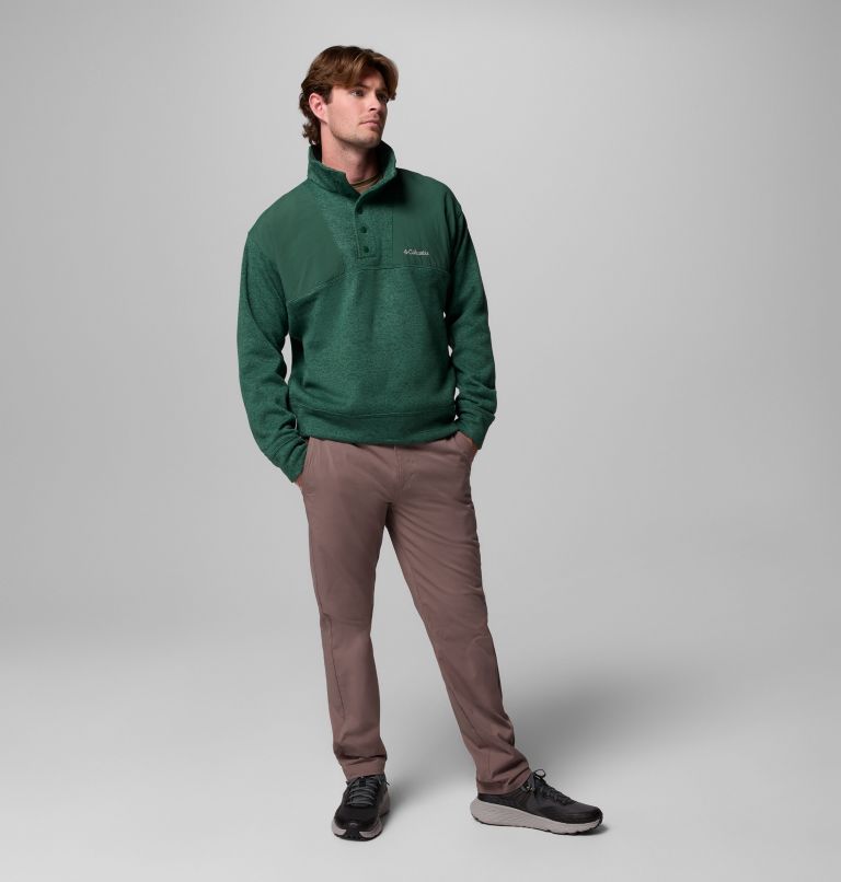 Men's Sweater Weather Relaxed Fit Quarter Zip Pullover, Color: Rain Forest Heather, image 2