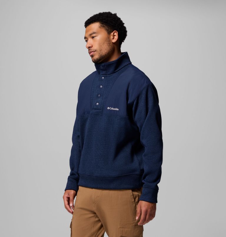 Men's Sweater Weather Relaxed Fit Quarter Zip Pullover, Color: Collegiate Navy Heather, image 4