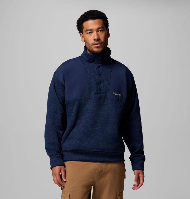 Men's Sweater Weather Relaxed Fit Quarter Zip Pullover, Color: Collegiate Navy Heather, image 5