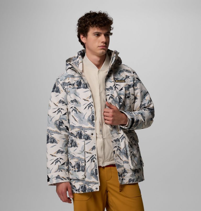 Men's High Cascades Interchange Reversible Bomber Jacket, Color: Dark Stone Skylines, image 5
