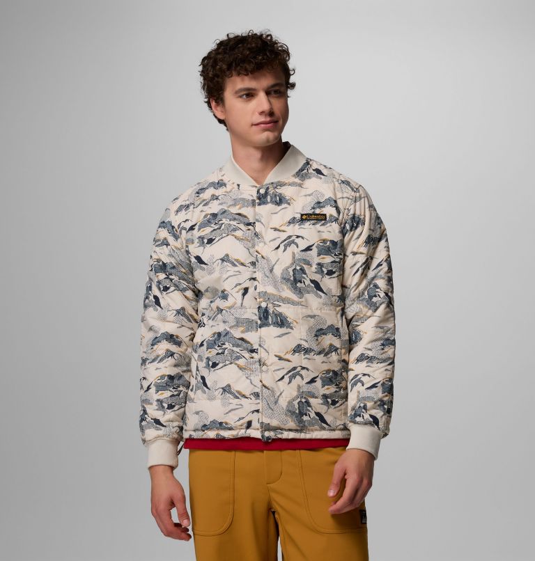 Men's High Cascades Interchange Reversible Bomber Jacket, Color: Dark Stone Skylines, image 8