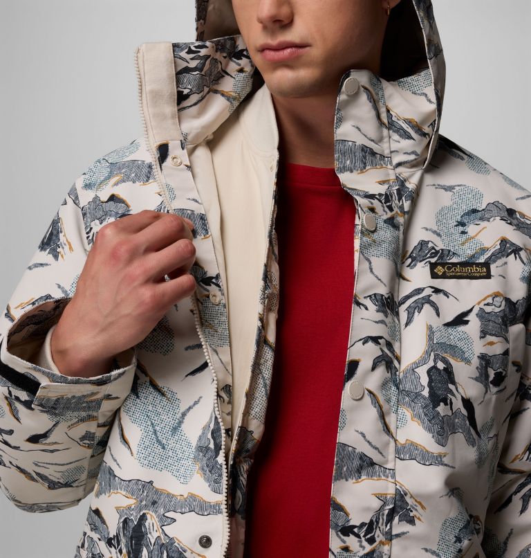 Men's High Cascades Interchange Reversible Bomber Jacket, Color: Dark Stone Skylines, image 11