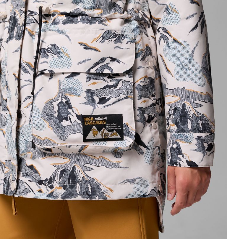 Women's High Cascades Interchange Jacket, Color: Dark Stone Skylines, image 13