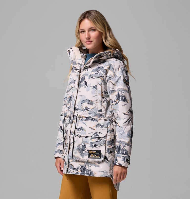 Women's High Cascades Interchange Jacket, Color: Dark Stone Skylines, image 4