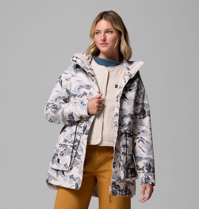 Women's High Cascades Interchange Jacket, Color: Dark Stone Skylines, image 5