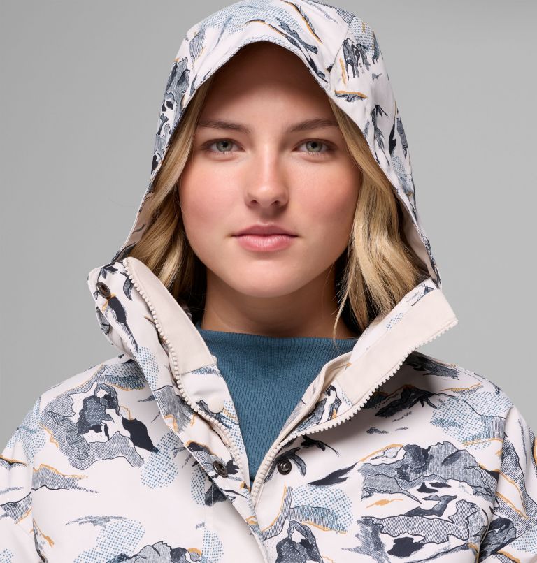 Women's High Cascades Interchange Jacket, Color: Dark Stone Skylines, image 7