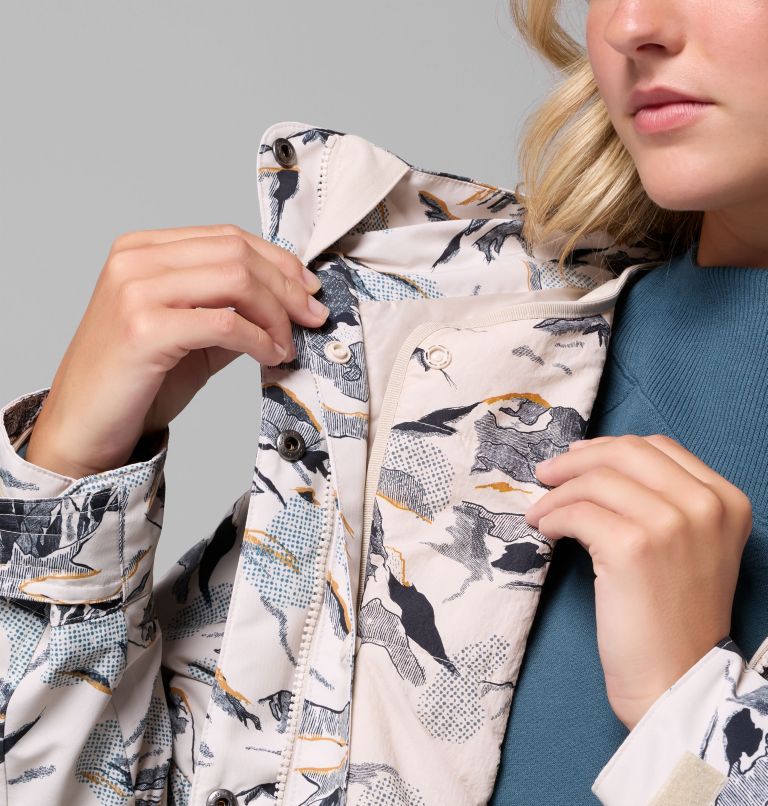 Women's High Cascades Interchange Jacket, Color: Dark Stone Skylines, image 11