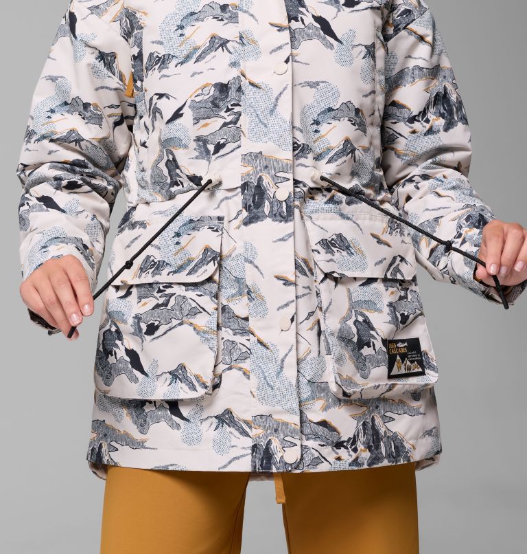 Women's High Cascades Interchange Jacket, Color: Dark Stone Skylines, image 12