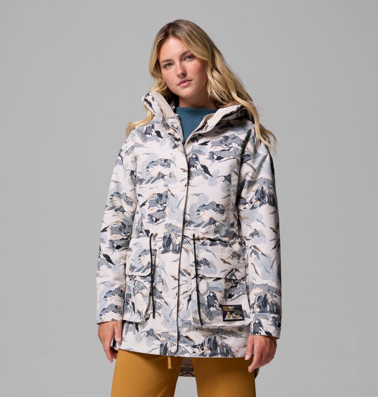 Women's High Cascades Interchange Jacket, Color: Dark Stone Skylines, image 1