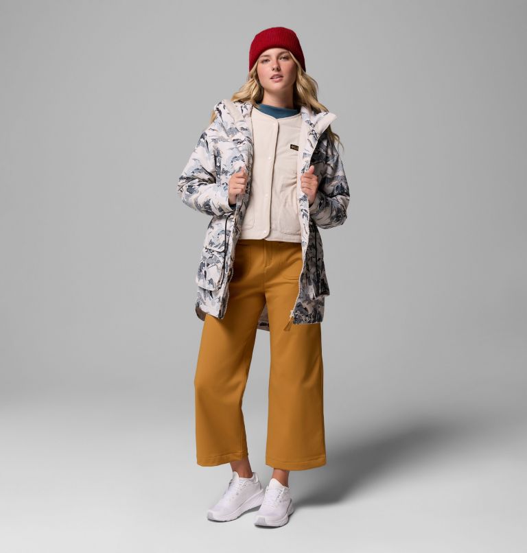Women's High Cascades Interchange Jacket, Color: Dark Stone Skylines, image 2