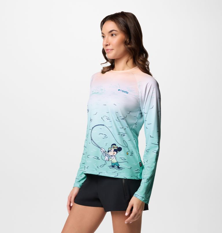 Women's CSC x Disney PFG Tidal Long Sleeve Shirt, Color: Gulf Stream, image 3