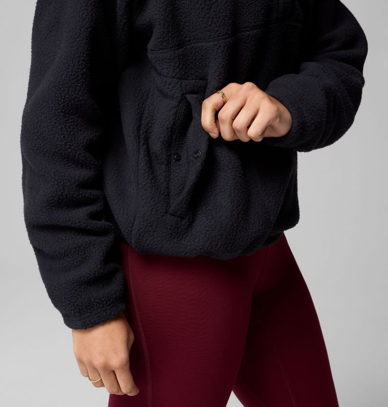 Women's Jasper Ridge Pebbled Fleece Half Snap, Color: Black, image 6