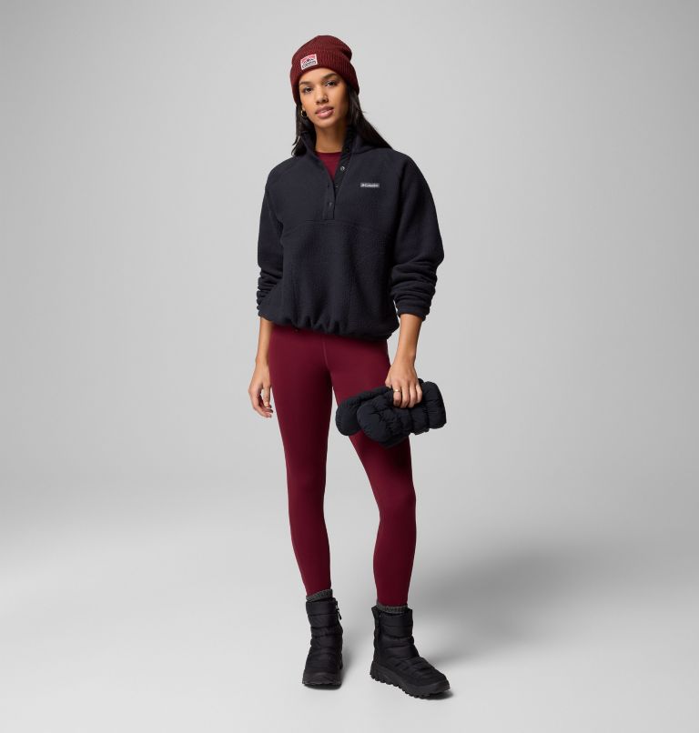 Women's Jasper Ridge Pebbled Fleece Half Snap, Color: Black, image 8