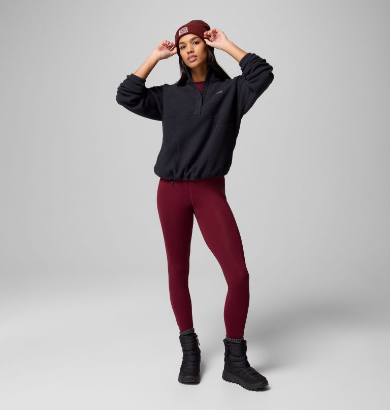 Women's Jasper Ridge Pebbled Fleece Half Snap, Color: Black, image 2