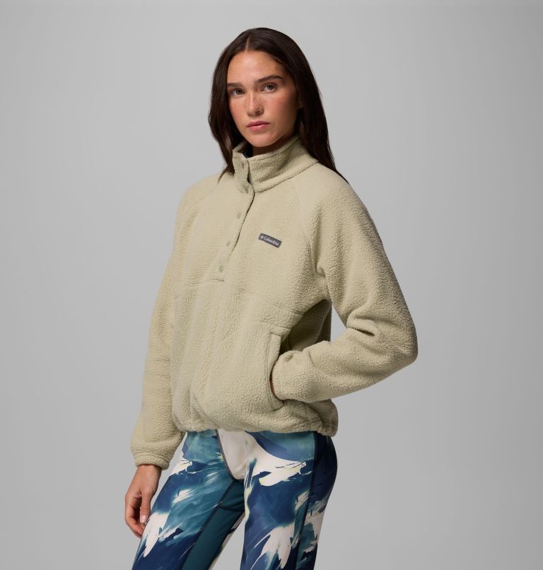 Women's Jasper Ridge Pebbled Fleece Half Snap, Color: Safari, image 4