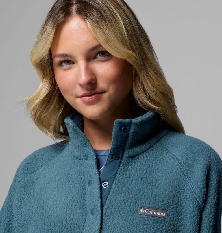 Women's Jasper Ridge Pebbled Fleece Half Snap, Color: Everblue, image 5