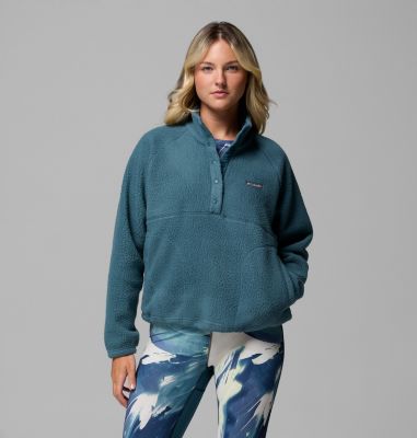 Women's Jasper Ridge Pebbled Fleece Half Snap, Color: Everblue, image 3