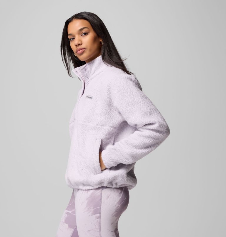 Women's Jasper Ridge Pebbled Fleece Half Snap, Color: Lavender Pearl, image 4