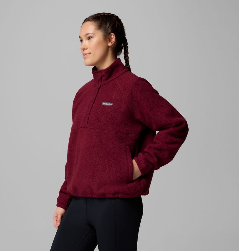 Women's Jasper Ridge Pebbled Fleece Half Snap, Color: Rich Wine, image 4