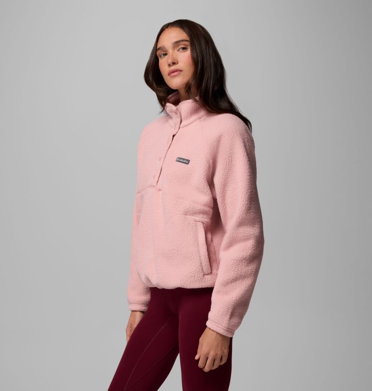 Women's Jasper Ridge Pebbled Fleece Half Snap, Color: Eraser Pink, image 4