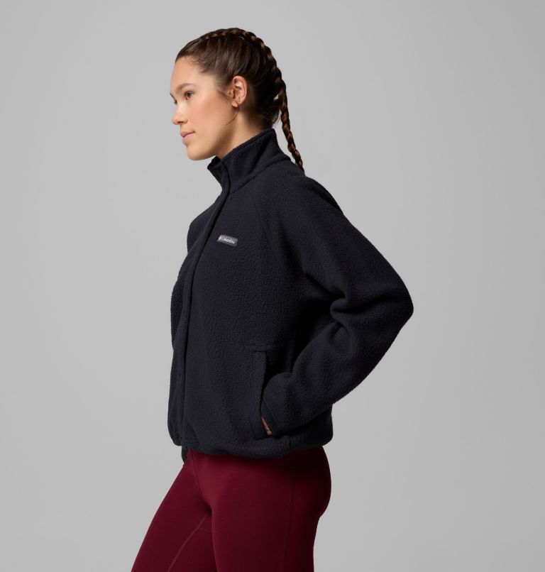 Women's Jasper Ridge Pebbled Fleece Full Snap, Color: Black, image 4