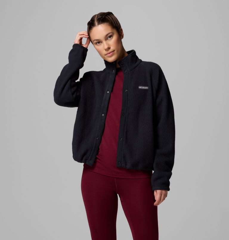 Women's Jasper Ridge Pebbled Fleece Full Snap, Color: Black, image 5