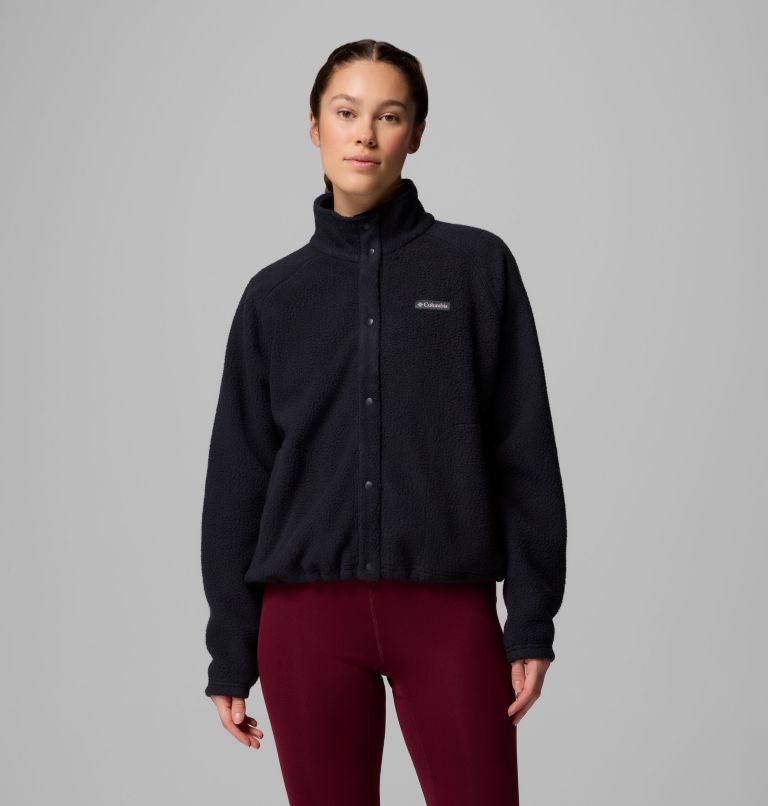 Women's Jasper Ridge Pebbled Fleece Full Snap, Color: Black, image 1