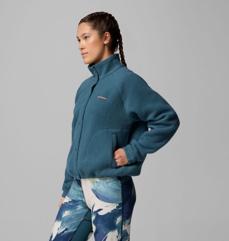 Women's Jasper Ridge Pebbled Fleece Full Snap, Color: Everblue, image 4