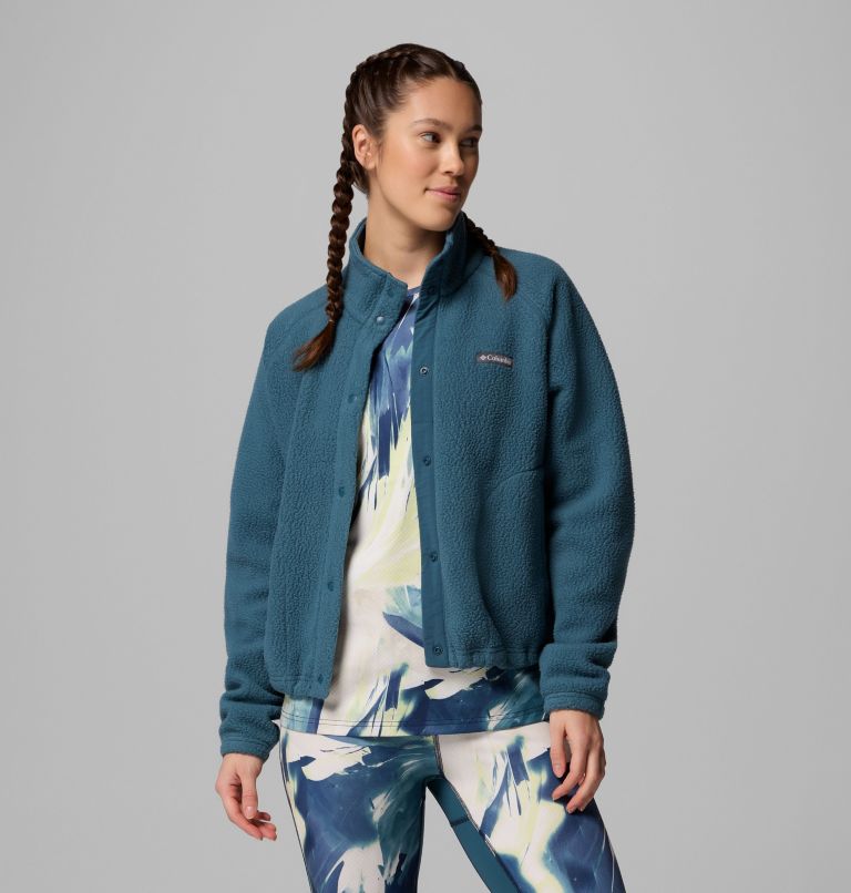 Women's Jasper Ridge Pebbled Fleece Full Snap, Color: Everblue, image 5
