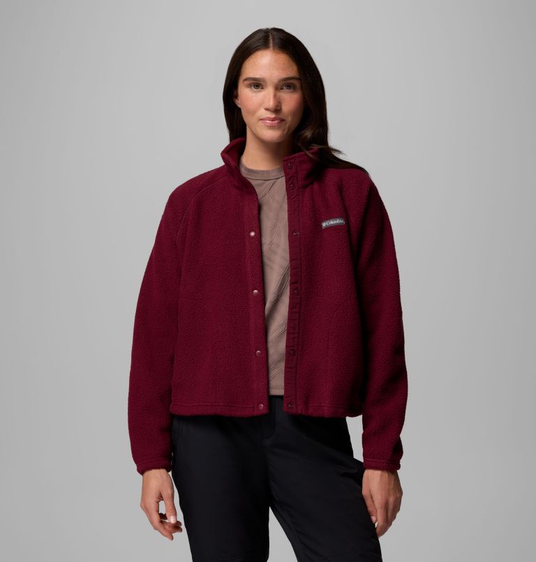 Women's Jasper Ridge Pebbled Fleece Full Snap, Color: Rich Wine, image 5