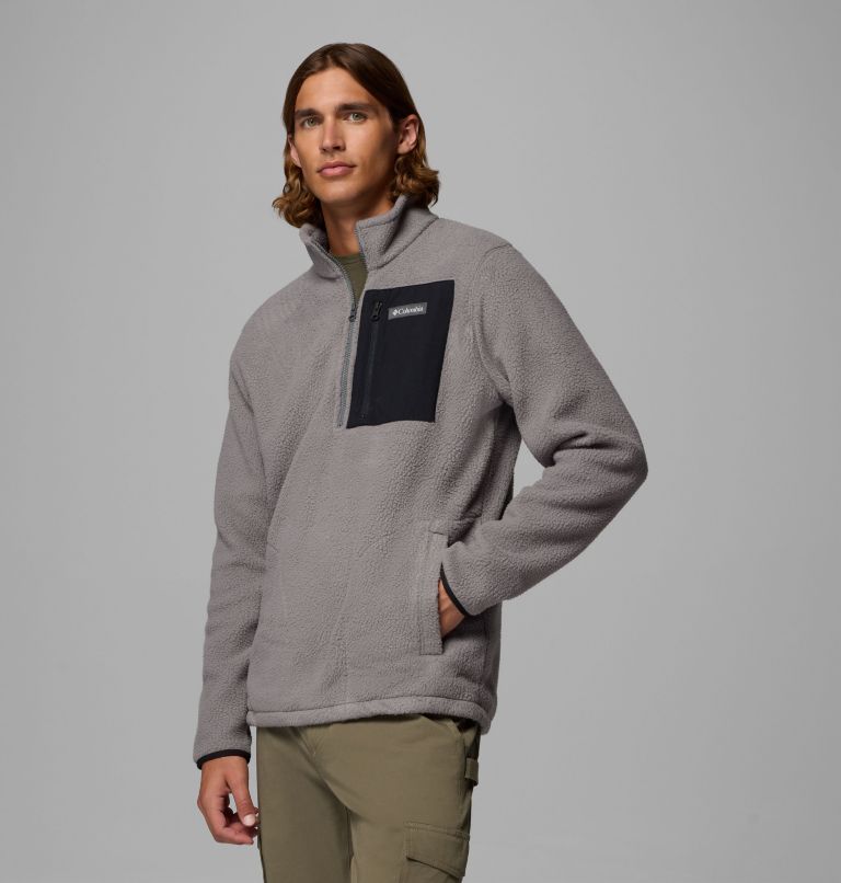 Men's Jasper Ridge Pebbled Half Zip Fleece, Color: City Grey, Black, image 4