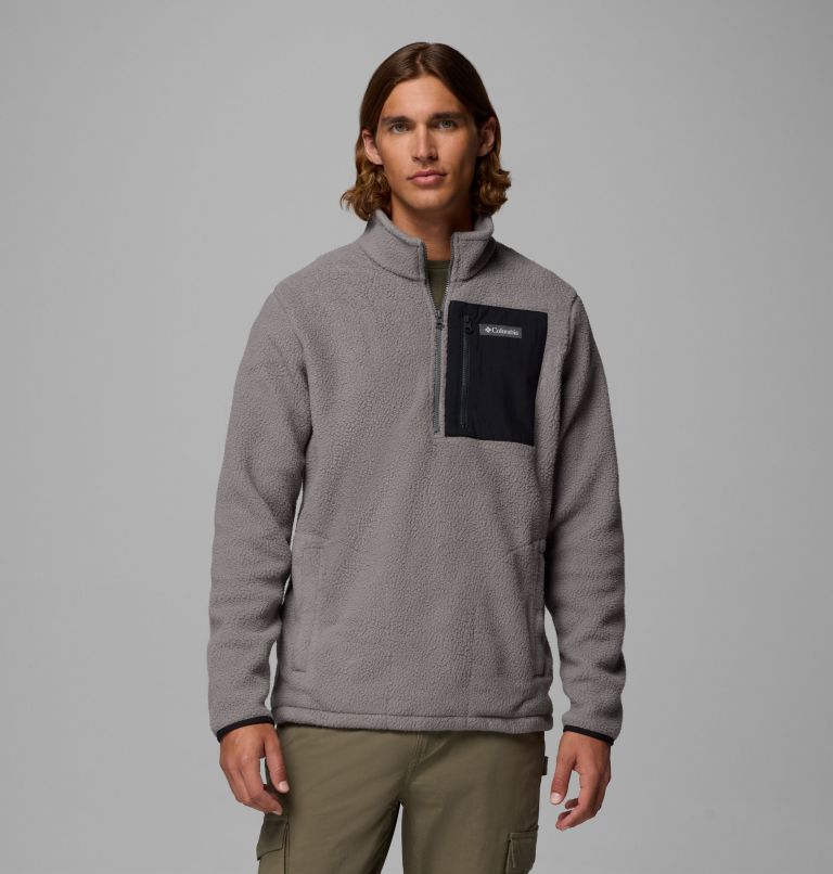 Men's Jasper Ridge Pebbled Half Zip Fleece, Color: City Grey, Black, image 1