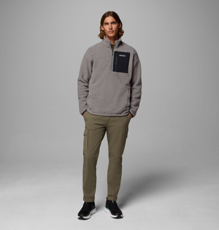 Men's Jasper Ridge Pebbled Half Zip Fleece, Color: City Grey, Black, image 2