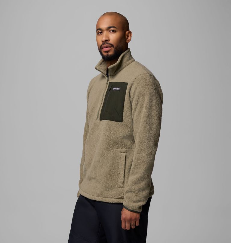 Men's Jasper Ridge Pebbled Half Zip Fleece, Color: Stone Green, Greenscape, image 4