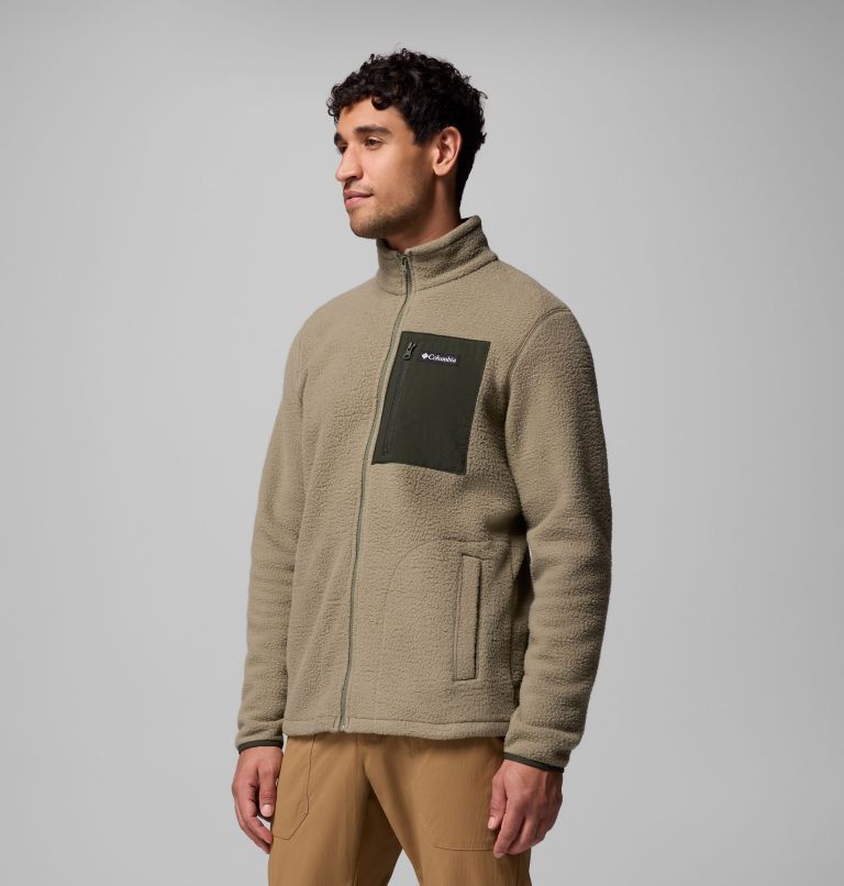 Men's Jasper Ridge Pebbled Full Zip Fleece, Color: Stone Green, Greenscape, image 4