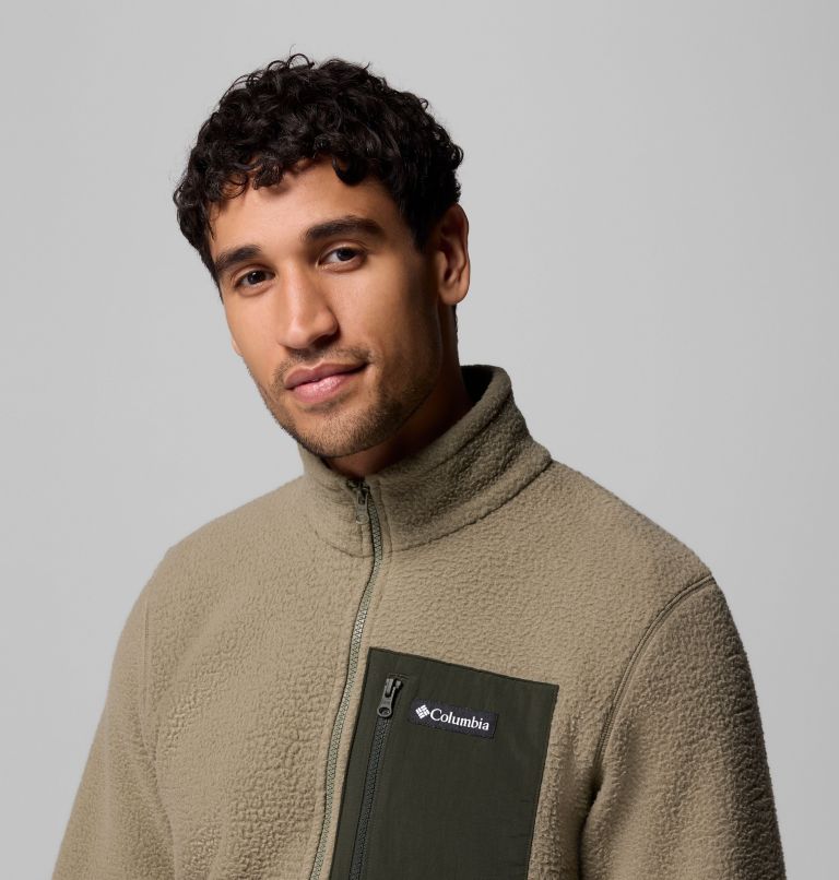 Men's Jasper Ridge Pebbled Full Zip Fleece, Color: Stone Green, Greenscape, image 6