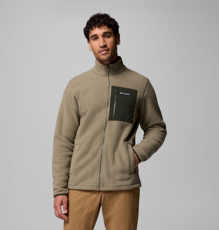 Men's Jasper Ridge Pebbled Full Zip Fleece, Color: Stone Green, Greenscape, image 1