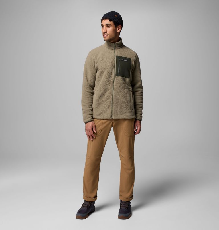 Men's Jasper Ridge Pebbled Full Zip Fleece, Color: Stone Green, Greenscape, image 2