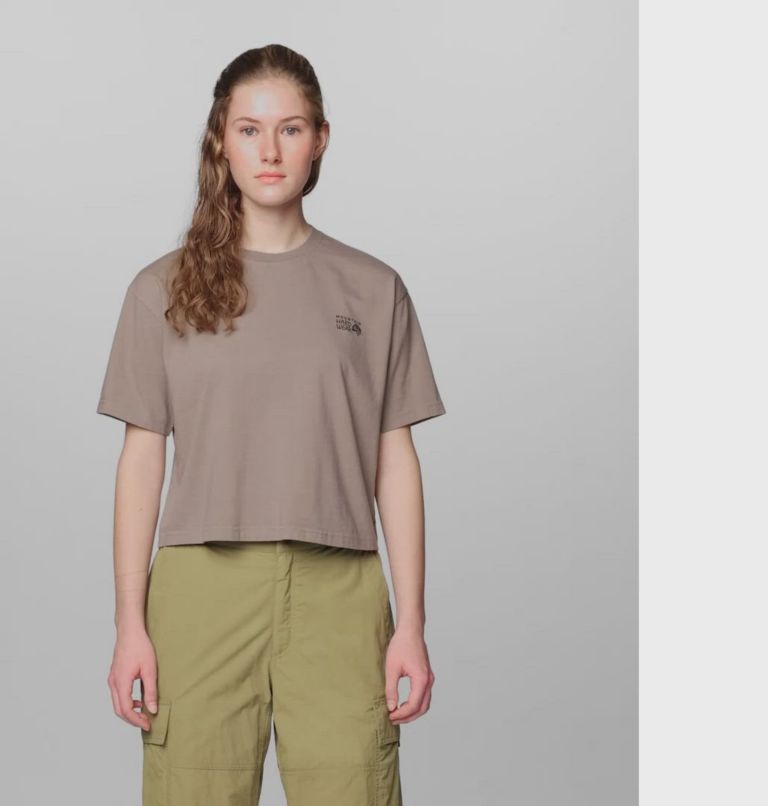 Women's MHW Box Logo Boxy Crop Short Sleeve, Color: Wild Taupe