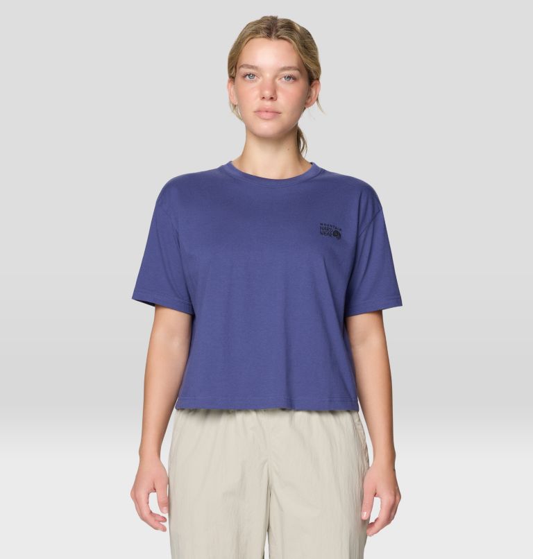 Women's MHW Box Logo Boxy Crop Short Sleeve, Color: Lapis Dusk, image 1