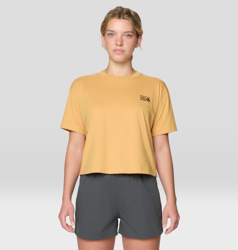 Women's MHW Box Logo Boxy Crop Short Sleeve, Color: Sundown Gold, image 1