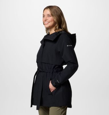 Women's Long Valley Trench III, Color: Black, image 3