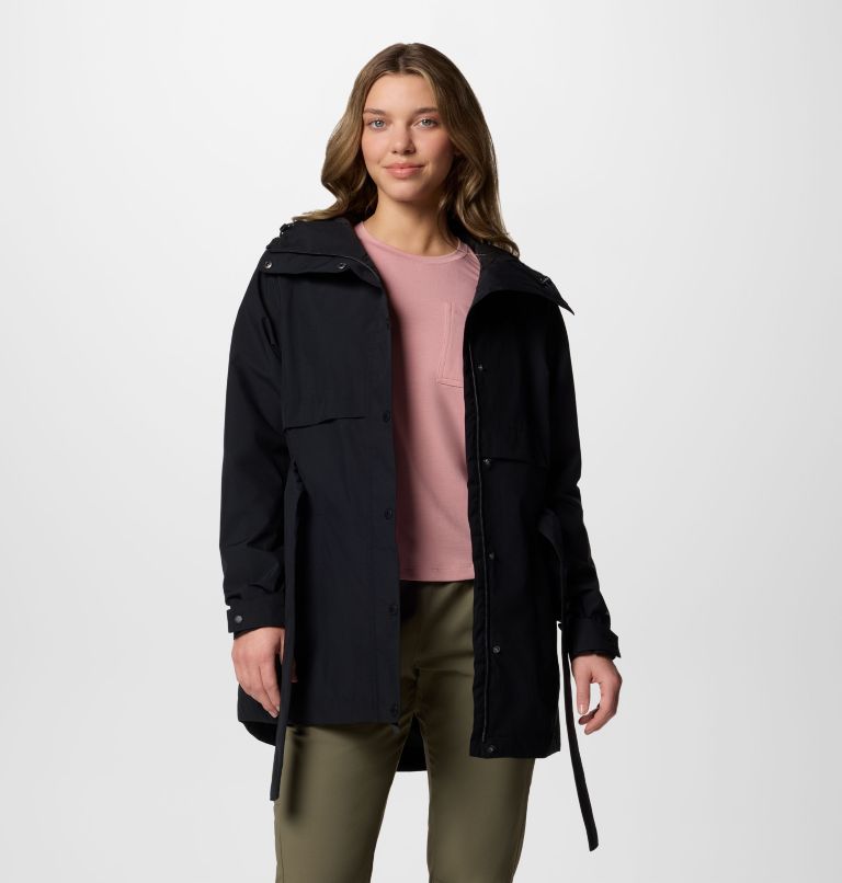 Women's Long Valley Trench III, Color: Black, image 5