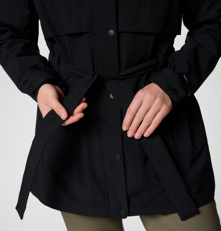 Women's Long Valley Trench III, Color: Black, image 7