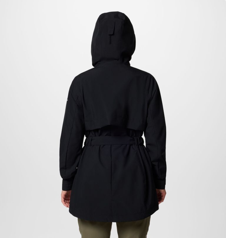 Women's Long Valley Trench III, Color: Black, image 2