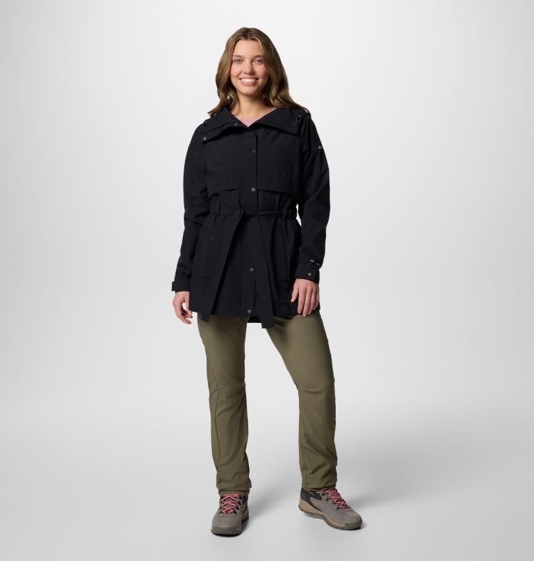 Women's Long Valley Trench III, Color: Black, image 9