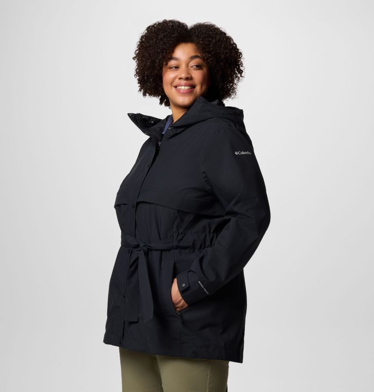 Women's Long Valley Trench III - Plus Size, Color: Black, image 3