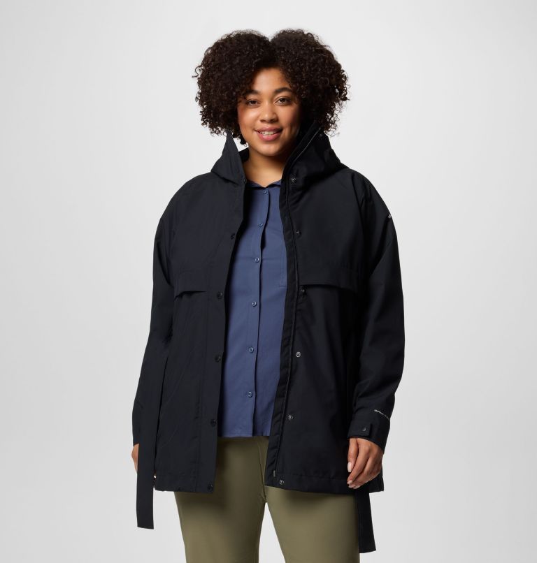 Women's Long Valley Trench III - Plus Size, Color: Black, image 5