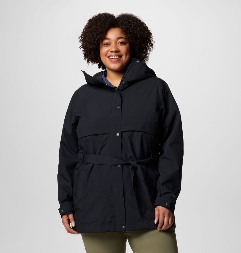 Women's Long Valley Trench III - Plus Size, Color: Black, image 1