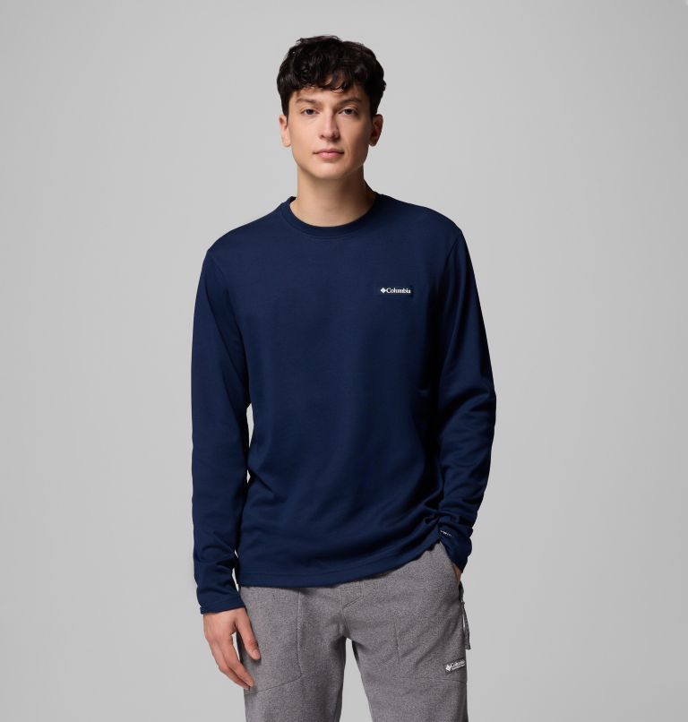 Men's Planetary Point Long Sleeve Technical Graphic T-Shirt, Color: Collegiate Navy, LC Gem Columbia, image 1